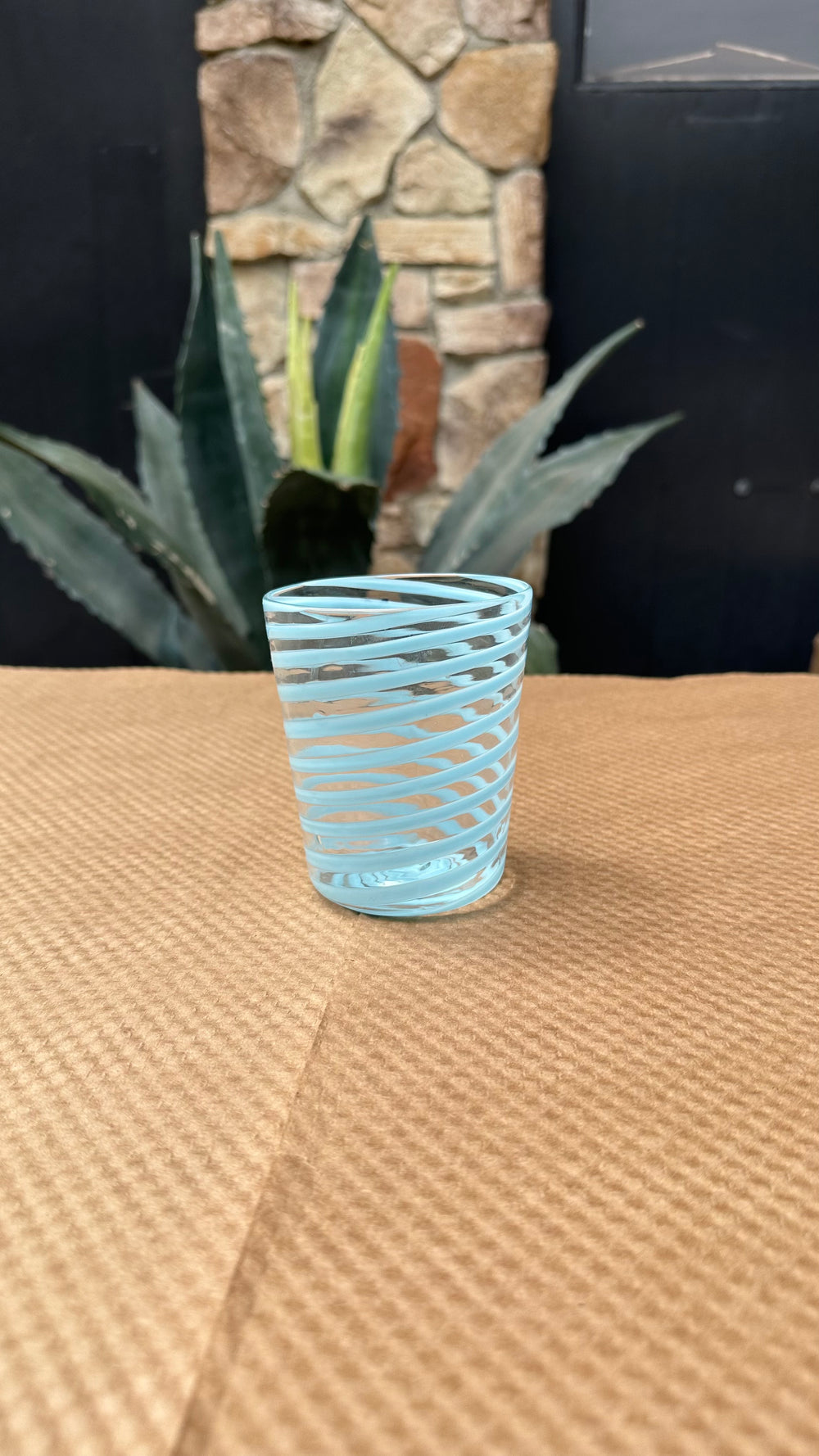 Blue Spiral Stripe Glass