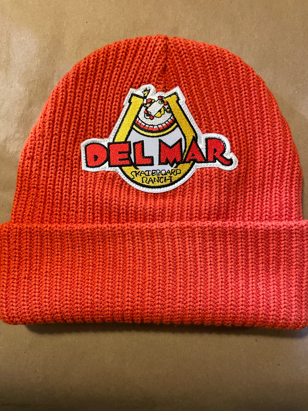 Orange Momo Beanie "Del Mar Skateboard Ranch"/ 1 patch