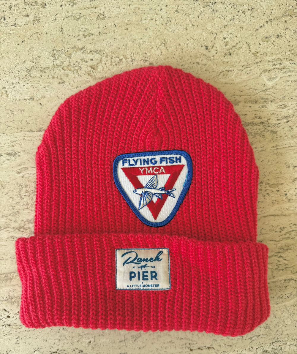 Red Momo Beanie "Flying Fish"/ 1 patch