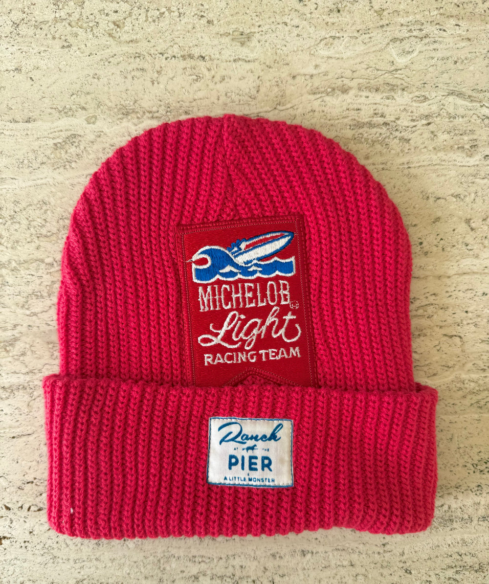 Red Momo Beanie "Michelob"/ 1 patch