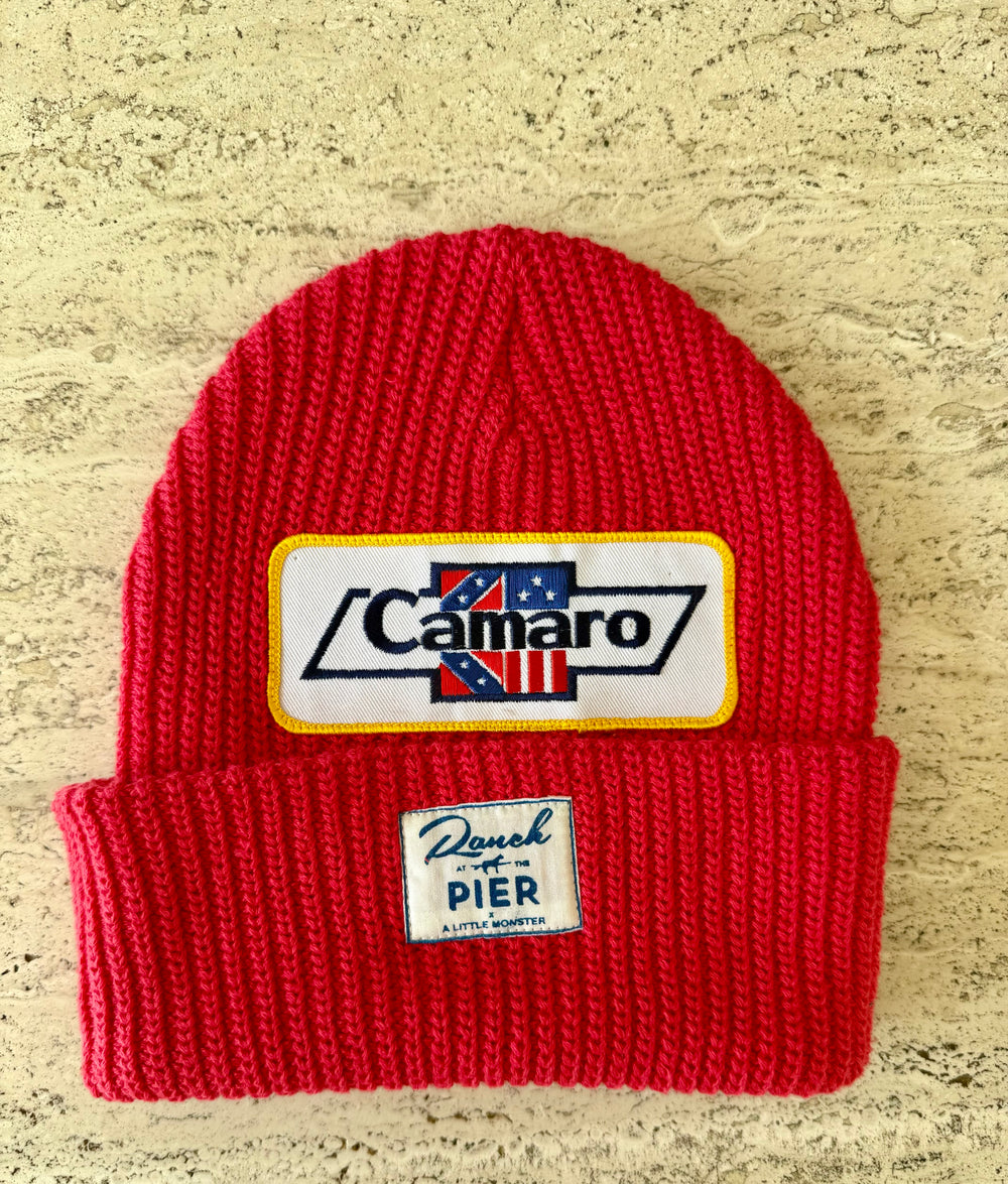 Red Momo Beanie "Camaro"/ 1 patch