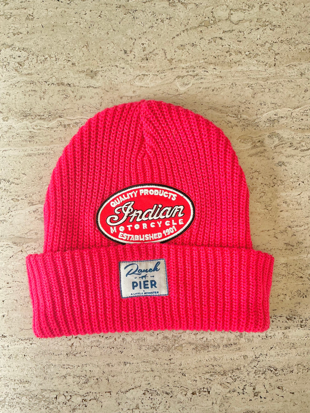 Red Momo Beanie "Indian Motorcycle"/ 1 patch