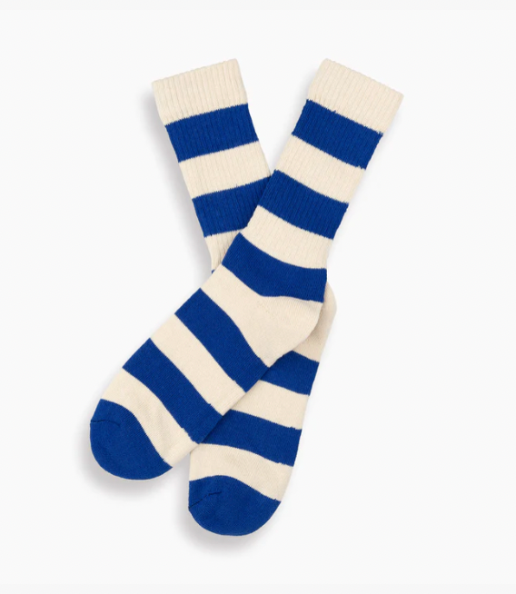 Border Sock Blue/White