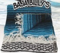 Woven Beach Blanket Native #1 / Blue/Black/Beige