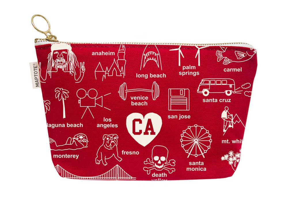 California Zipped  Pouch/ Red