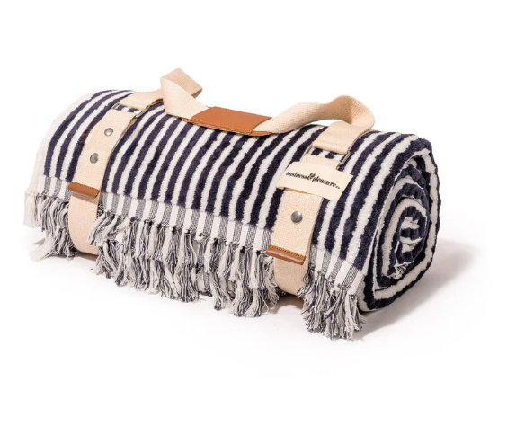 Beach Blanket - Laurens Navy Stripe*New