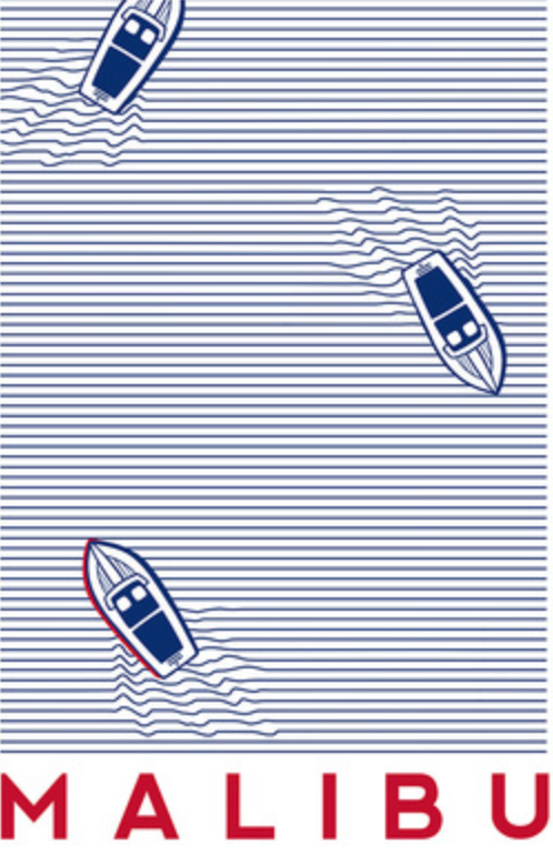 One Gun Malibu Boat Art Print  8" x 12"
