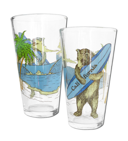 Surf Bear Pint Glass