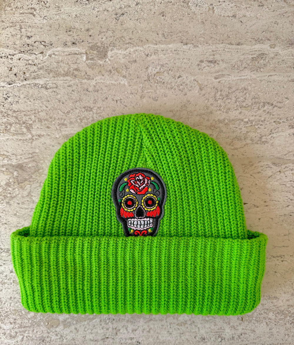 Green Momo Beanie "Skull"/ 1 patch