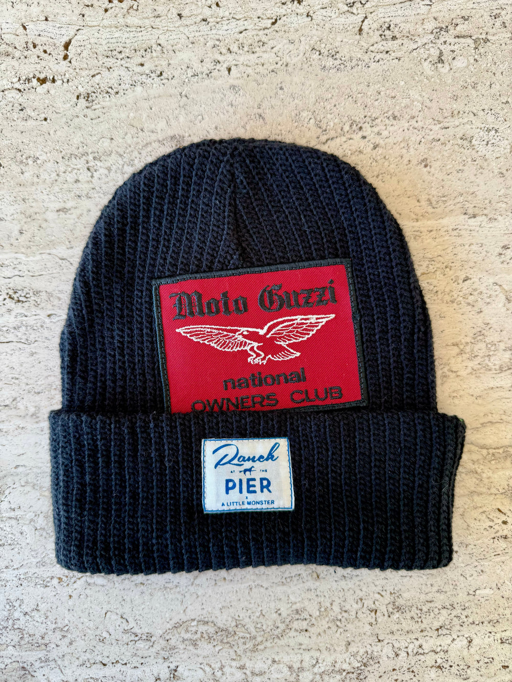 Black Momo Beanie "Moto Guzzi"/ 1 patch