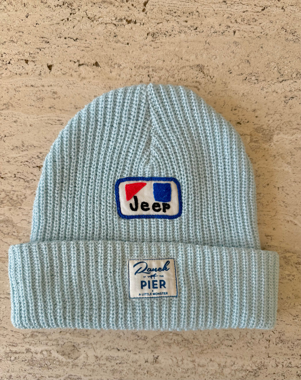 Light Blue Momo Beanie "Jeep"/ 1 patch