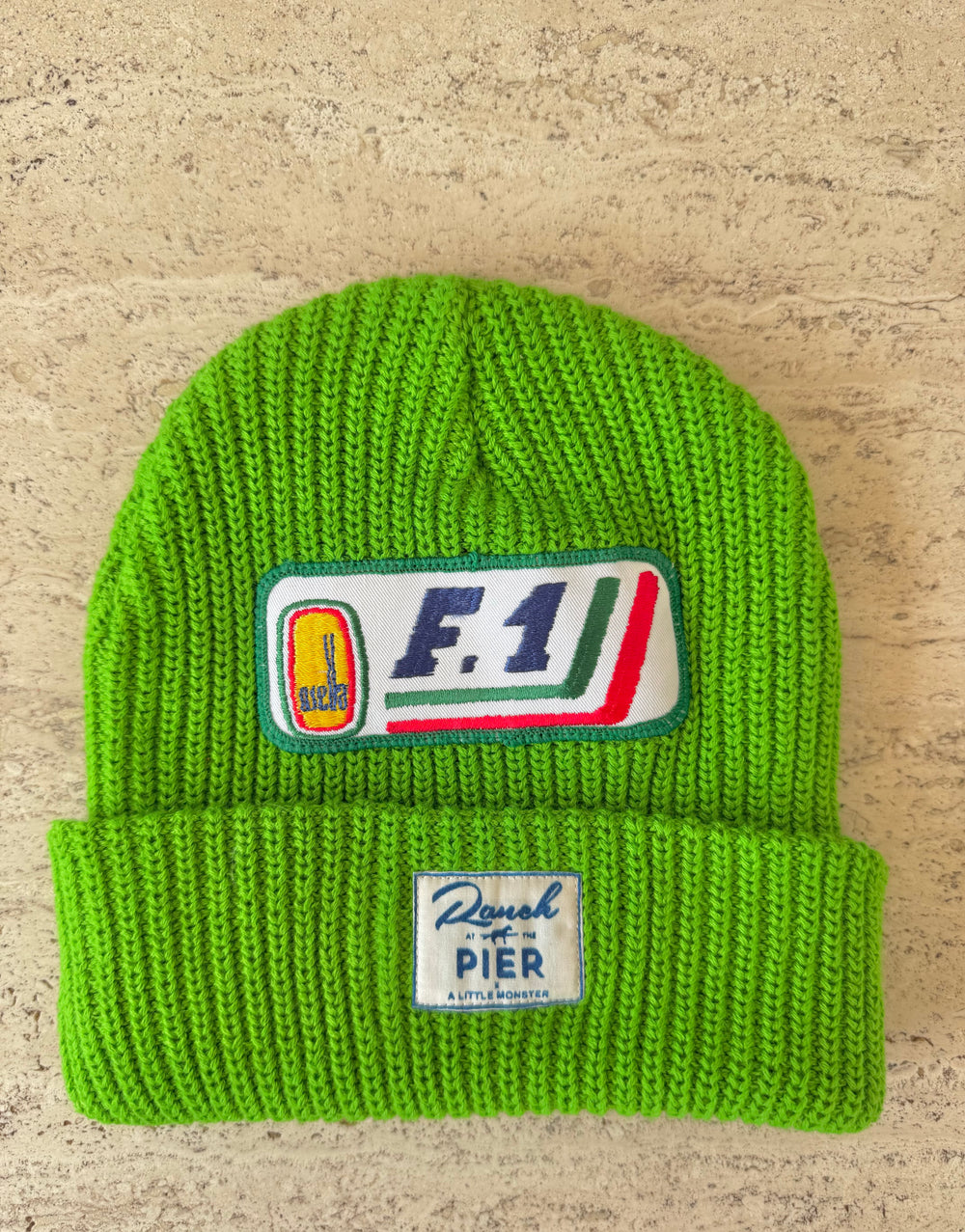 Green Momo Beanie "F 1"/ 1 patch