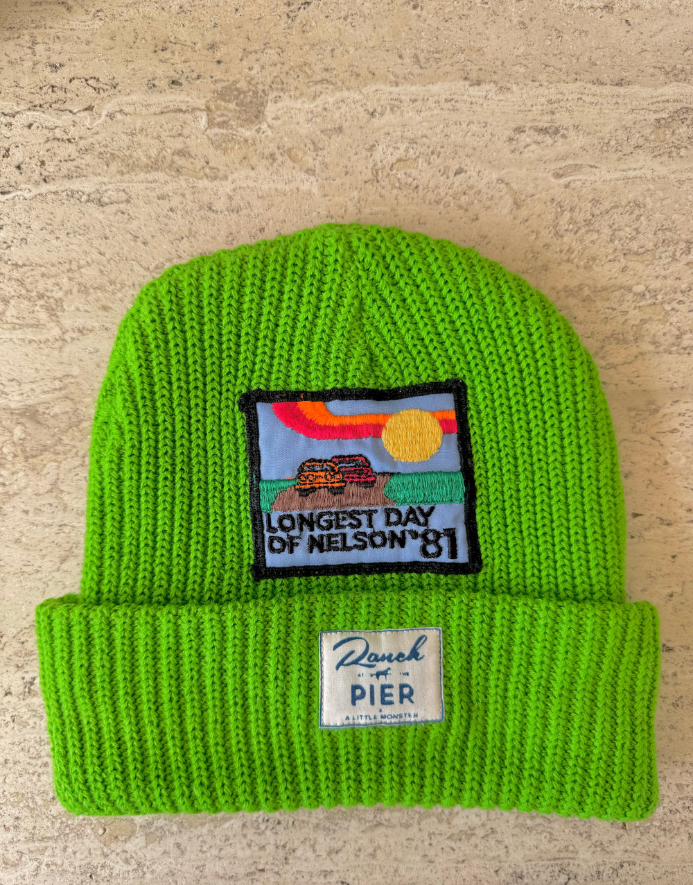 Green Momo Beanie "Longest Day"/ 1 patch