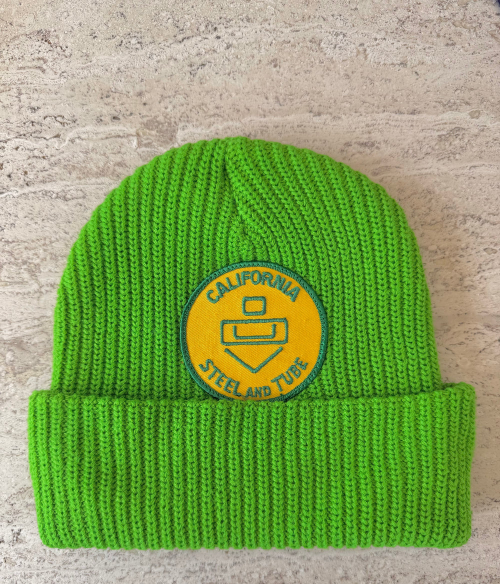 Green Momo Beanie "California Steel and Tube"/ 1 patch