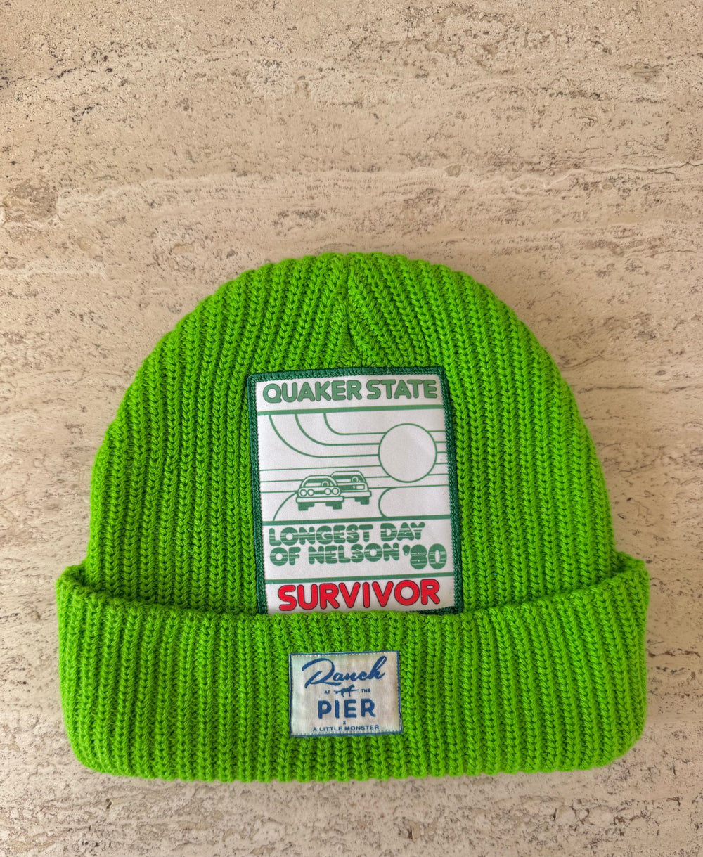 Green Momo Beanie "Quaker State Longest Day"/ 1 patch