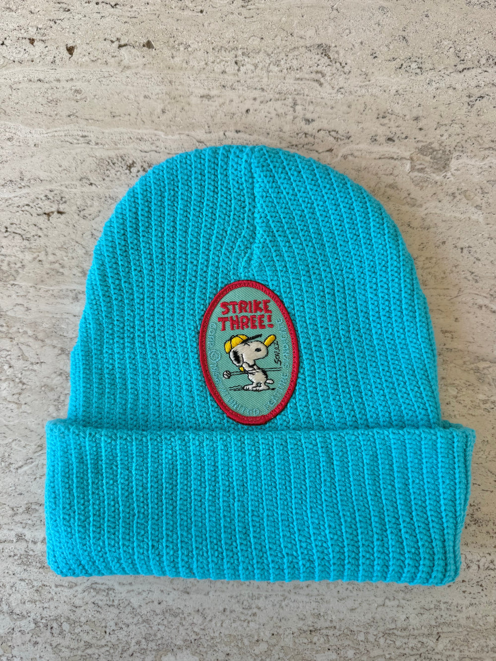 Blue Momo Beanie "Strike Three Snoopy"/ 1 patch