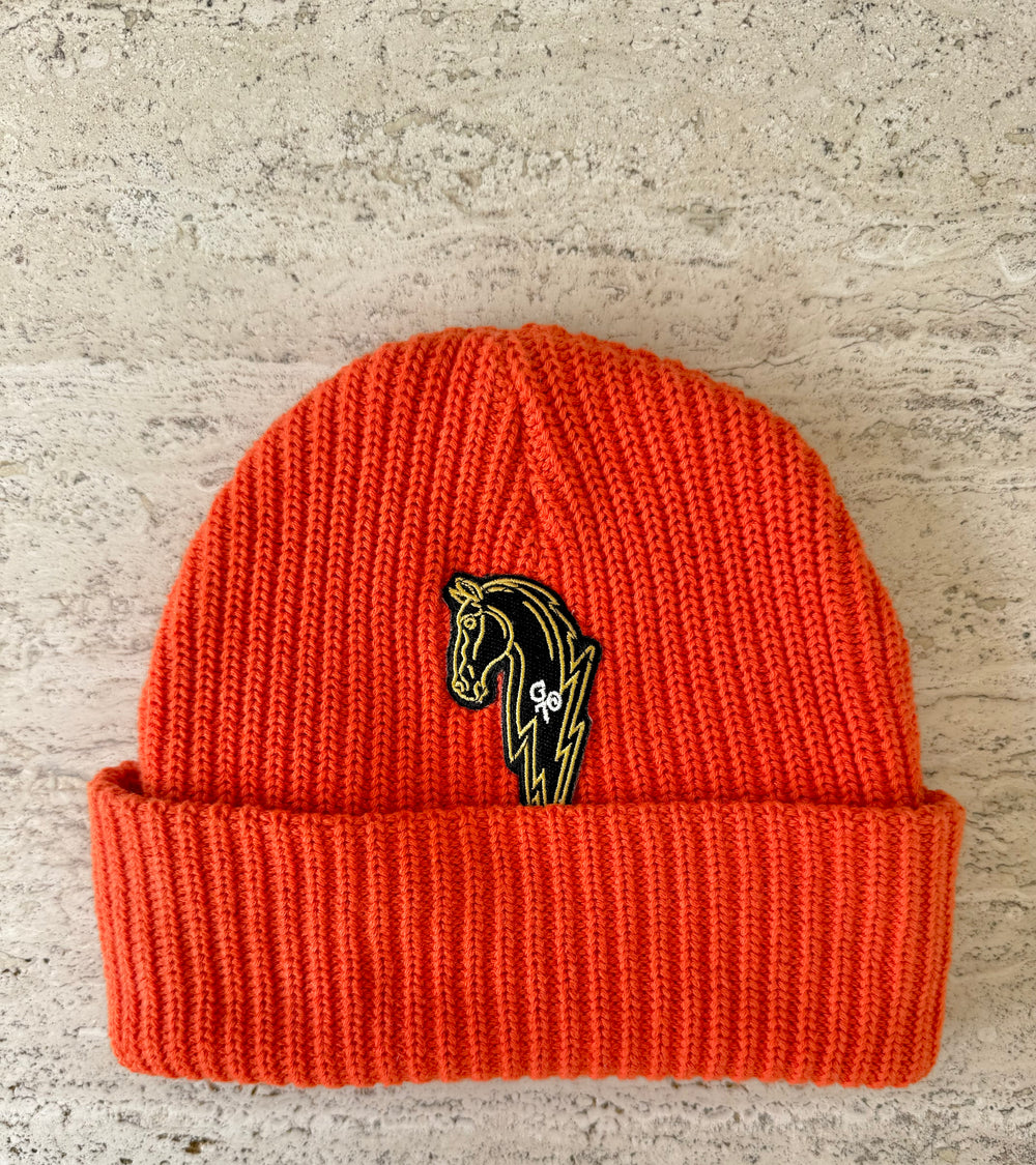 Orange Momo Beanie "Horse"/ 1 patch