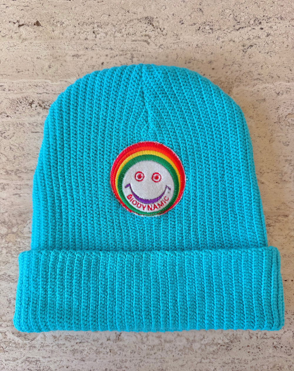 Blue Momo Beanie "Smiley Biodynamic"/ 1 patch