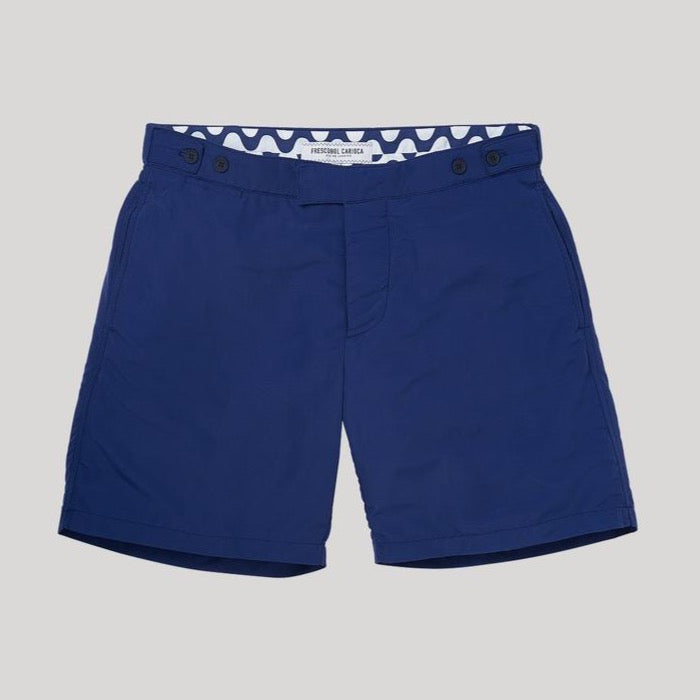 Frescobol tailored trunks. Tailored Waistband  Tailored Cut  Quick Dry Polyester.  100% Cotton Mesh Lining 