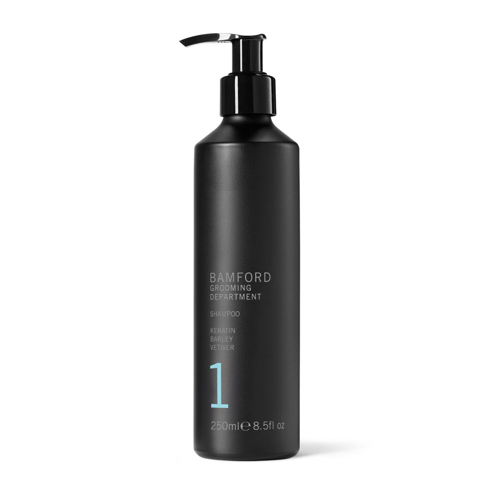 A daily conditioning shampoo with Keratin and Barley protein to cleanse and refresh hair. Fragrance notes - A rare blend of fresh Vetiver, Bergamot and Cassis tempered with an elegant combination of wood smoke, warming dark Amber, Agarwood and leather.