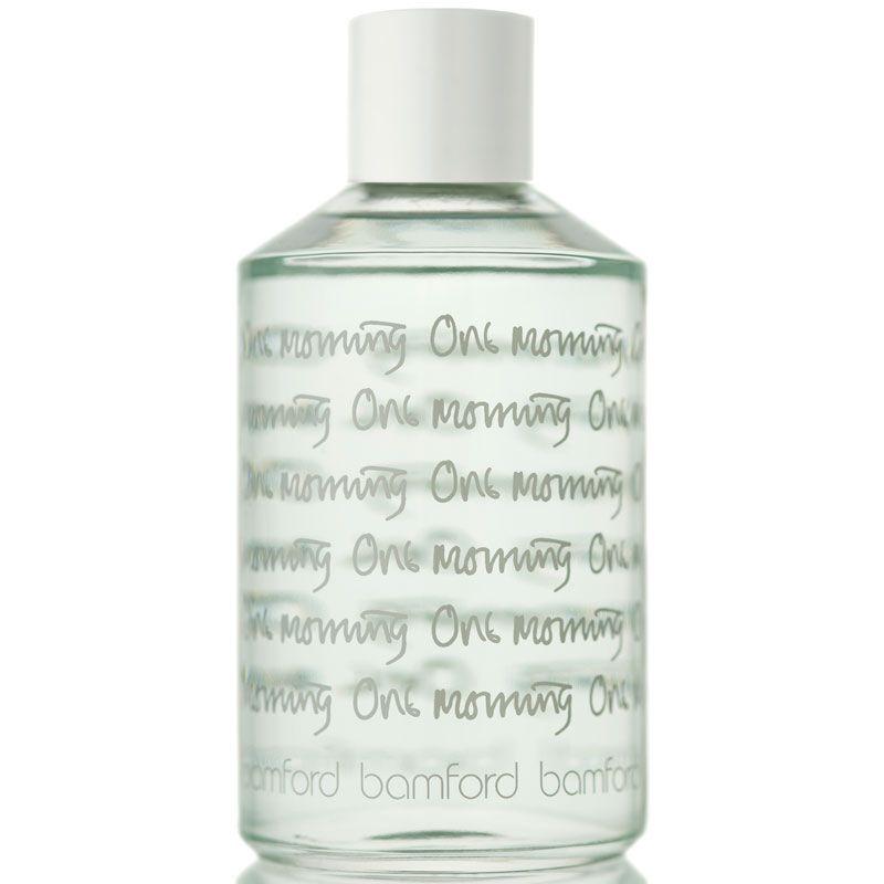 Bamford One Morning in a clear bottle with a white lid and white text wrapping around it. A light water fragranced with Violet leaf, Vanilla and Iris especially blended to scent the entire body. This delicate body splash is a fusion of floral top notes of Violet blended with Patchouli, Jasmine and Iris, warmed by Musk, Amber and a touch of Vanilla. Try our mini splashes to keep your favourite fragrance close at hand.