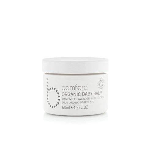 An intensely nourishing blend of shea butter, rosehip and extra virgin olive oil infused with Bamford's soothing blend of camomile, lavendar, geranium and tea tree excellent for use as a barrier balm under nappies or on areas of particular dryness.  100% Organic Ingredients. Certified by the Soil Association. SIZE - 60ml