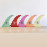 Captain fin alex knost fin. They come in green, red, pink, orange and yellow. They have a smiley face flower on the side. 