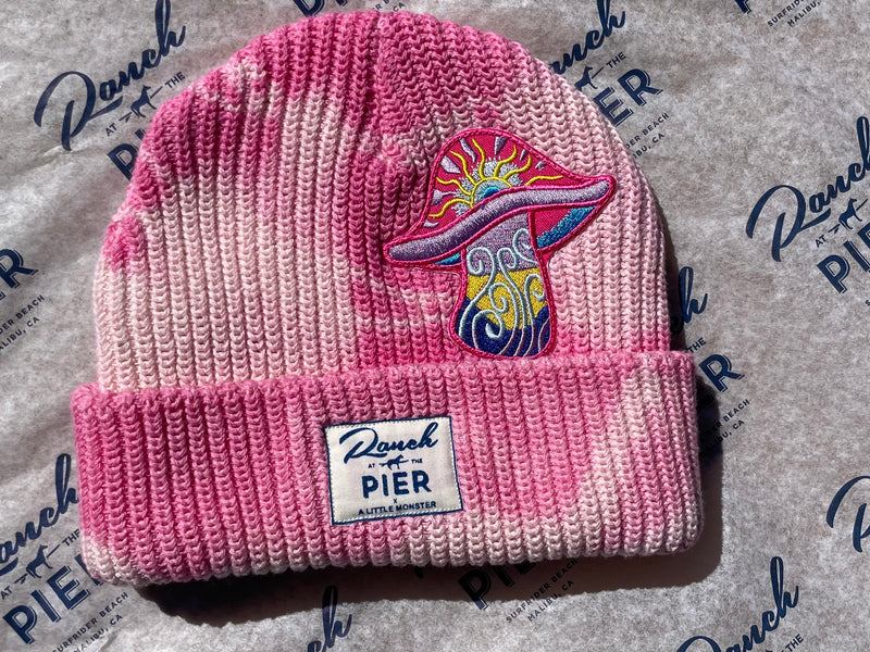 Pink Tie-Dye Vintage Patch Beanie