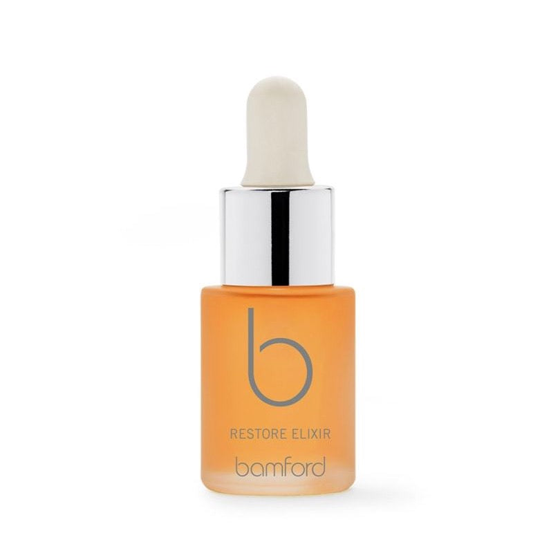 Restore  A powerful treatment elixir. Highly concentrated organic rosehip and cacay nut oils, containing retinol and vitamin e, help reduce the appearance of fine lines and wrinkles. These precious drops can be used alone or mixed with your favourite product to boost performance.  SIZE - 15ml