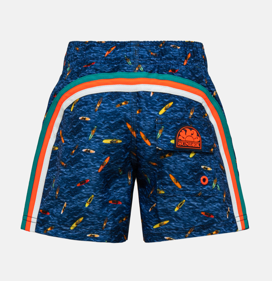 Boys Board Shorts - Navy w/ Surfboards