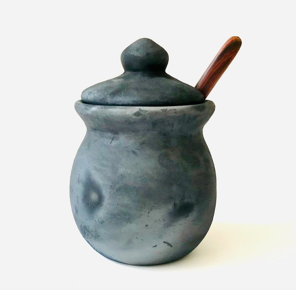 Black Clay Salt Jar