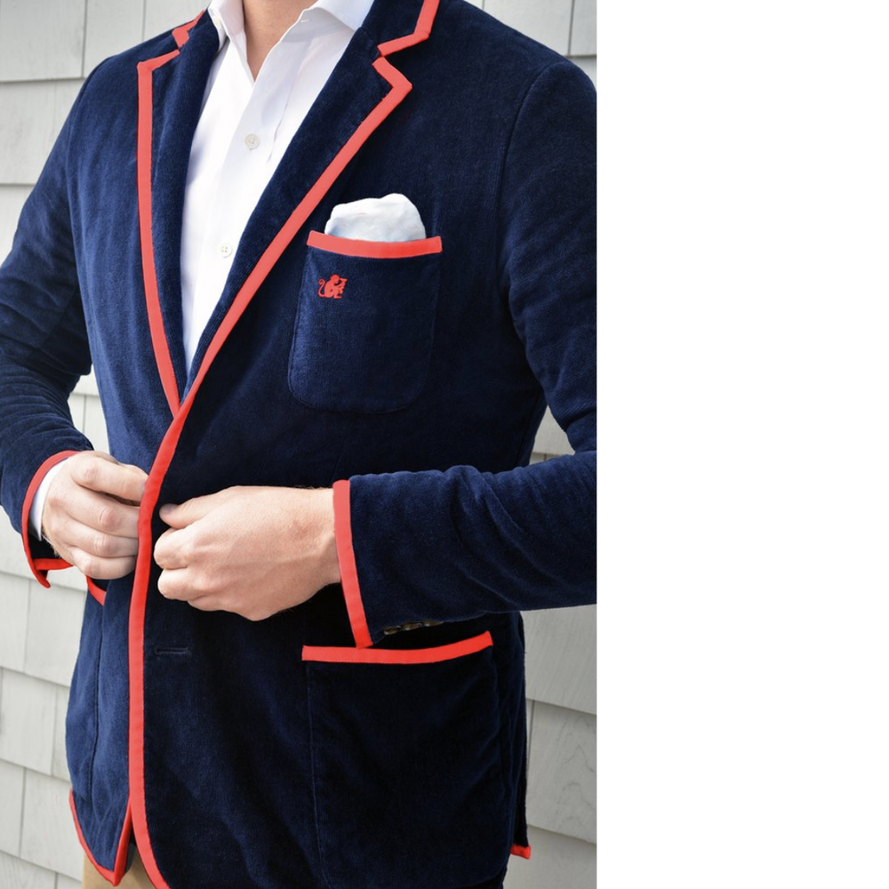 Navy and 2025 red blazer