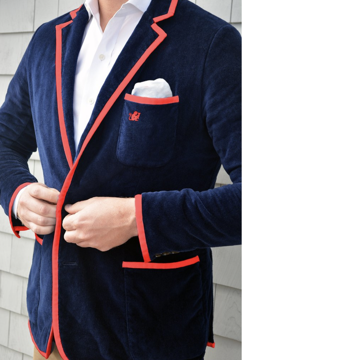 Blue blazer outlet with red shirt