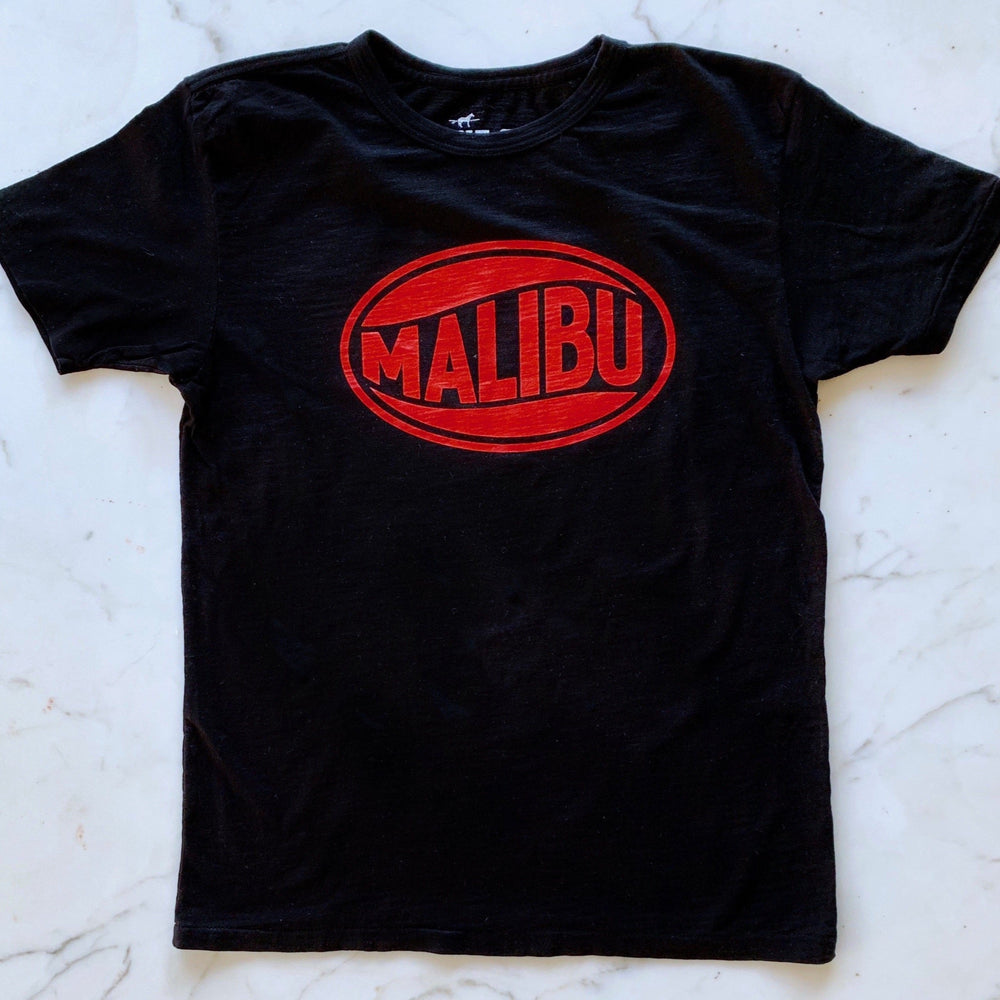 One Gun Vintage Malibu Black T-Shirt. 100% cotton. Made in Los Angeles. 
