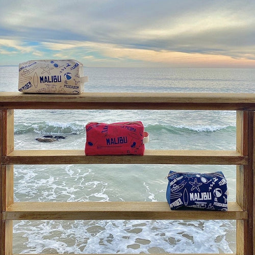 Ranch At The Pier Malibu Dopp Kit in red white and blue color 