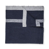 Daylesford Dylan Napkin. Navy blue with a gray stripe. 100% Linen. Made in India.