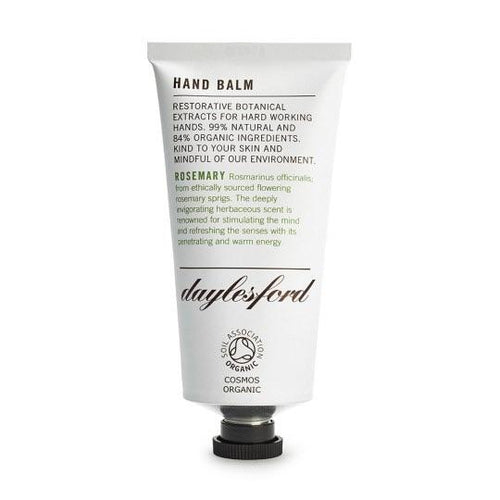 Daylesford Organic hand balm. Rosemary scent. Restorative botanical extracts for hard working hands. 99% natural and 84% organic ingredients.