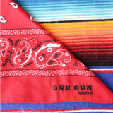 One Gun Ranch Bandana. Red and white design