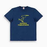 Blue Peanuts Pacific Vibrations T-Shirt with a design of snoopy skateboarding  Edit alt text